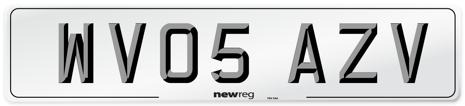 WV05 AZV Number Plate from New Reg